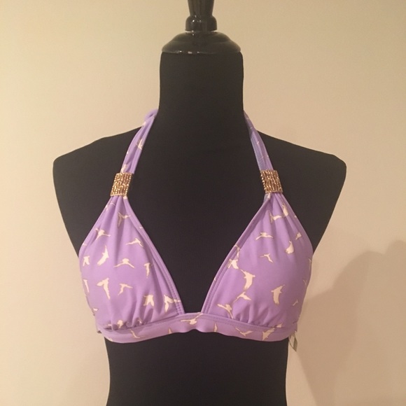🔴 Gold and lavender bikini top - Picture 1 of 5